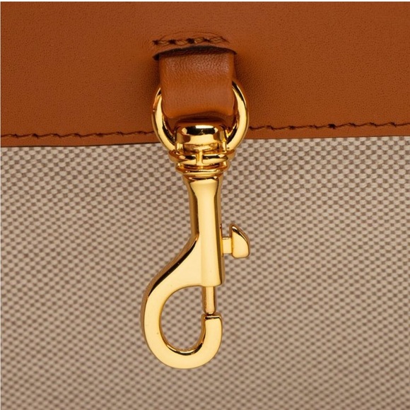 MCM Delmy Visetos Shopper NWT Cognac Black Gold Canvas Leather Medium - Picture 8 of 15